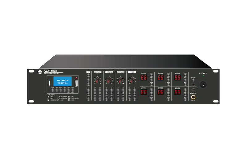 6 Zone Mixer Amplifier with Audio Matrix/Mp3/USB/FM/Bluetooth, PA-6030MX, PA-6060MX, PA-6120MX